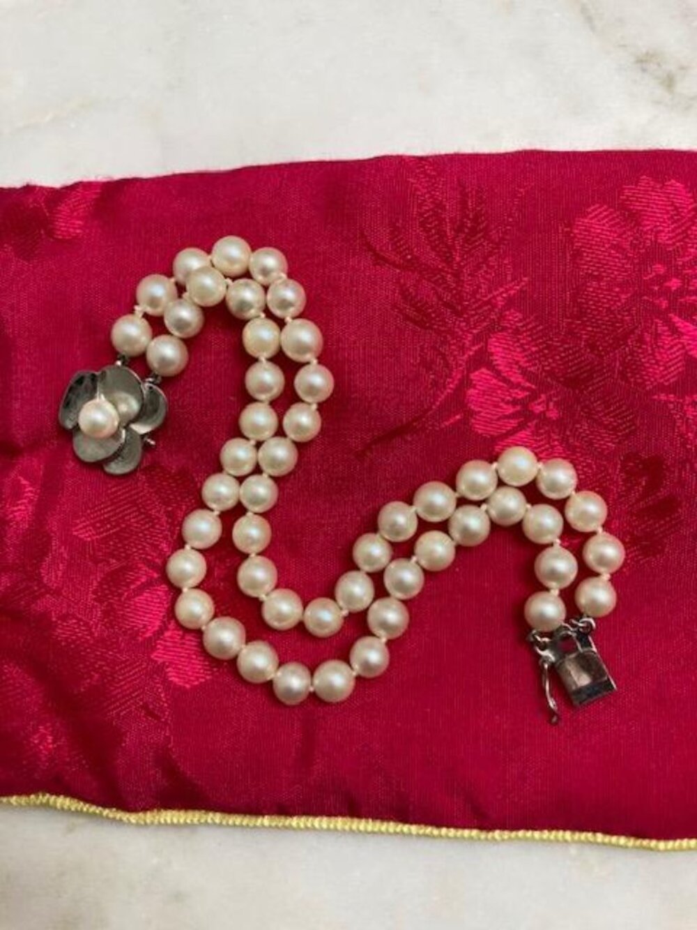 14K Double Strand Cultured Pearl Bracelet